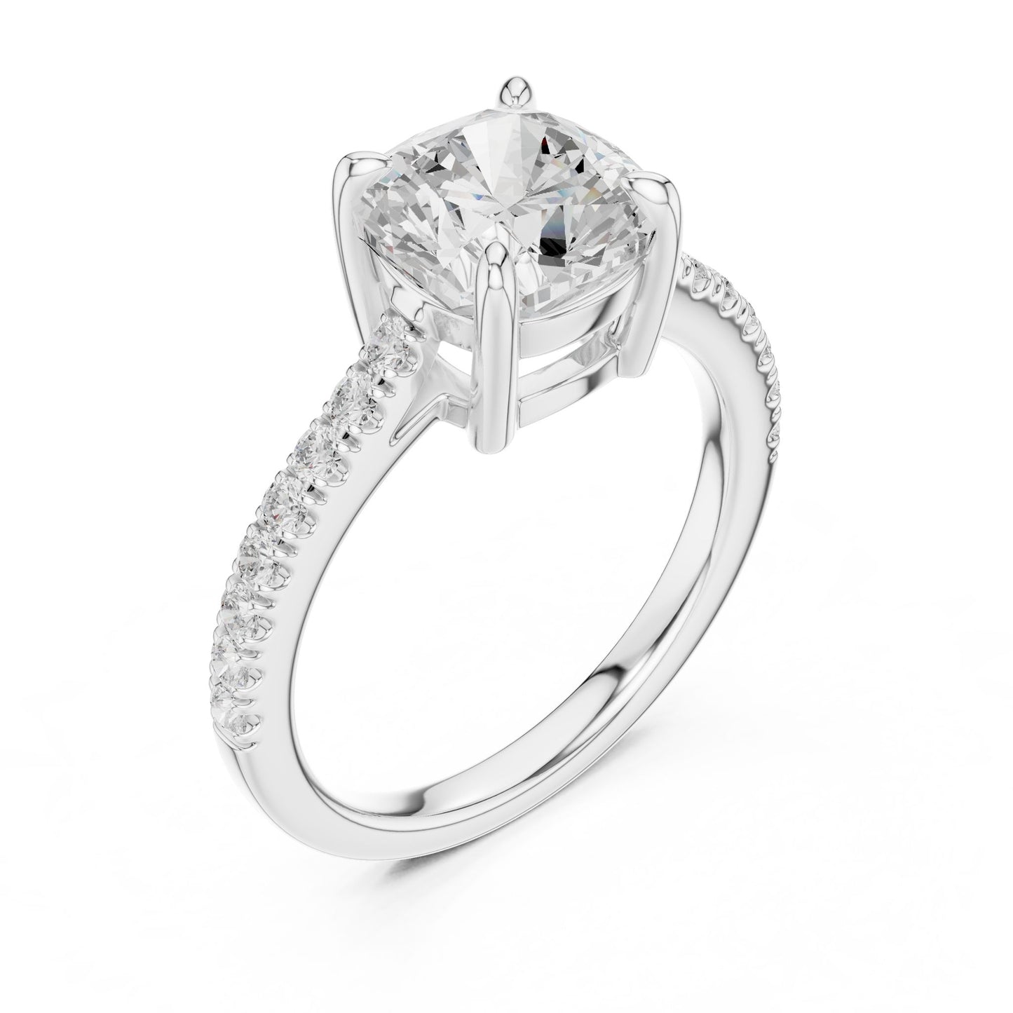 Cushion Lab Grown Diamond Pave Engagement Ring
