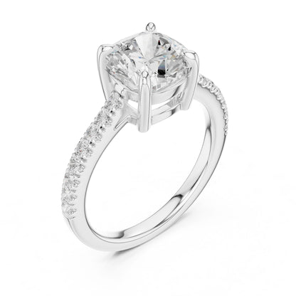 Cushion Lab Grown Diamond Pave Engagement Ring