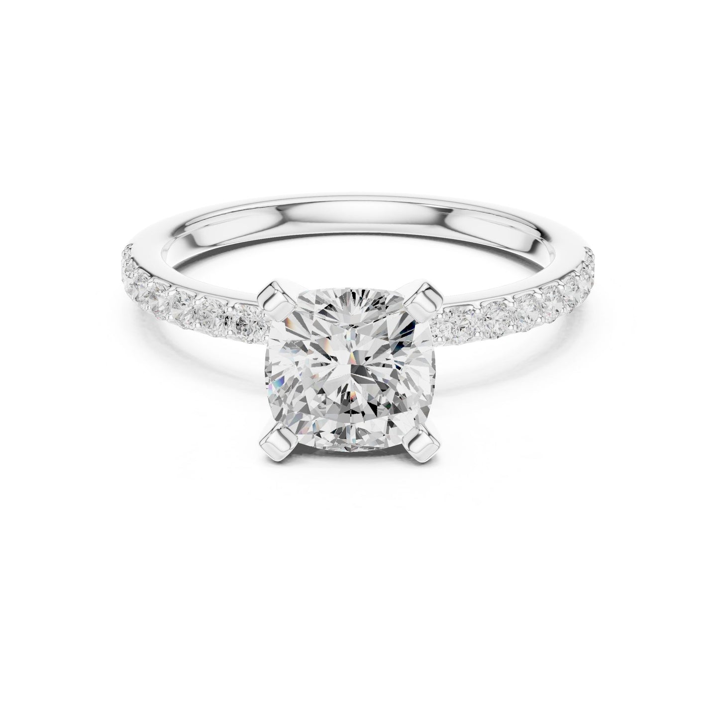 Cushion Lab Grown Diamond Pave Engagement Ring