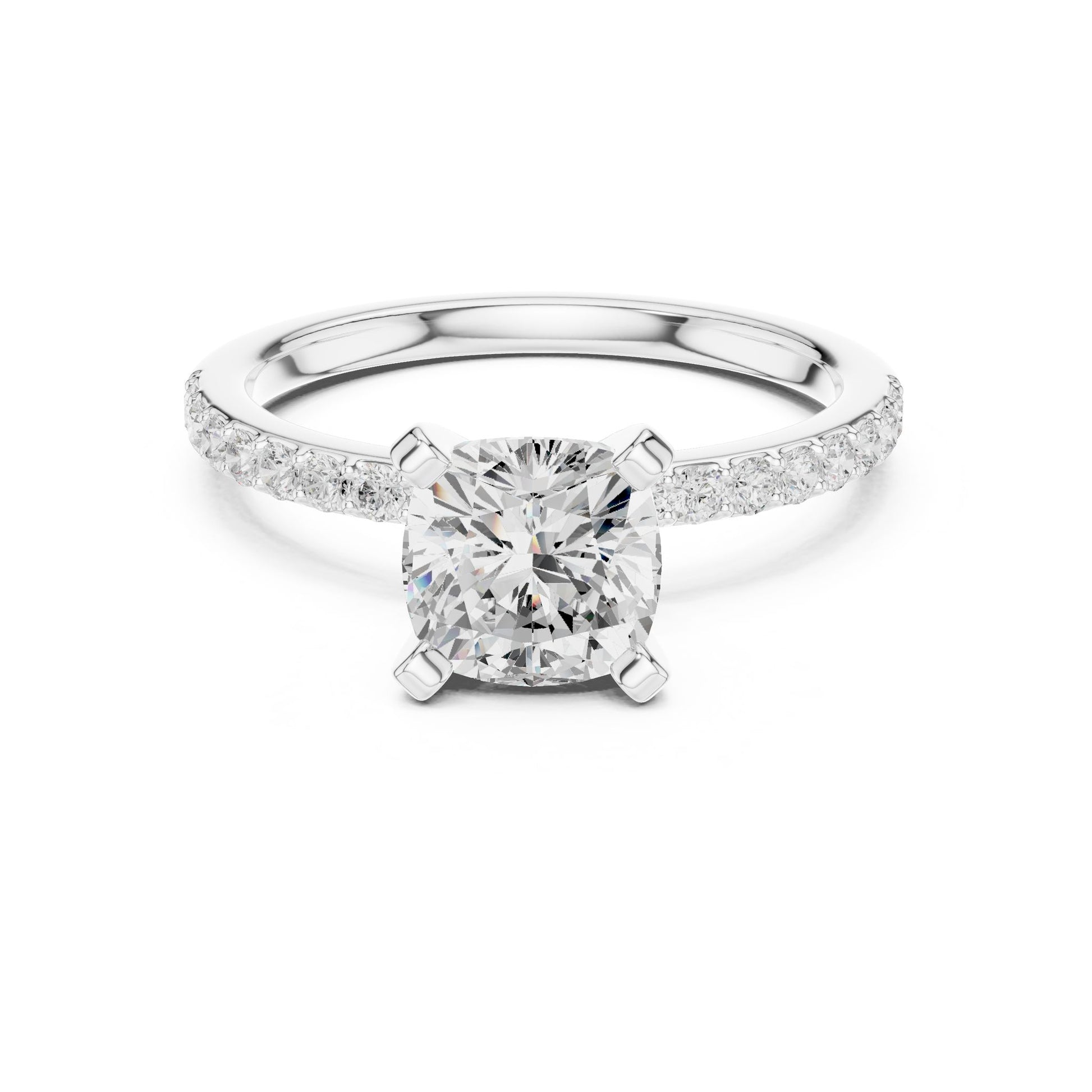 Cushion Lab Grown Diamond Pave Engagement Ring