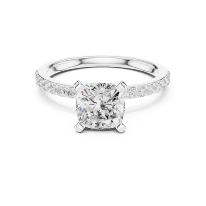 Cushion Lab Grown Diamond Pave Engagement Ring