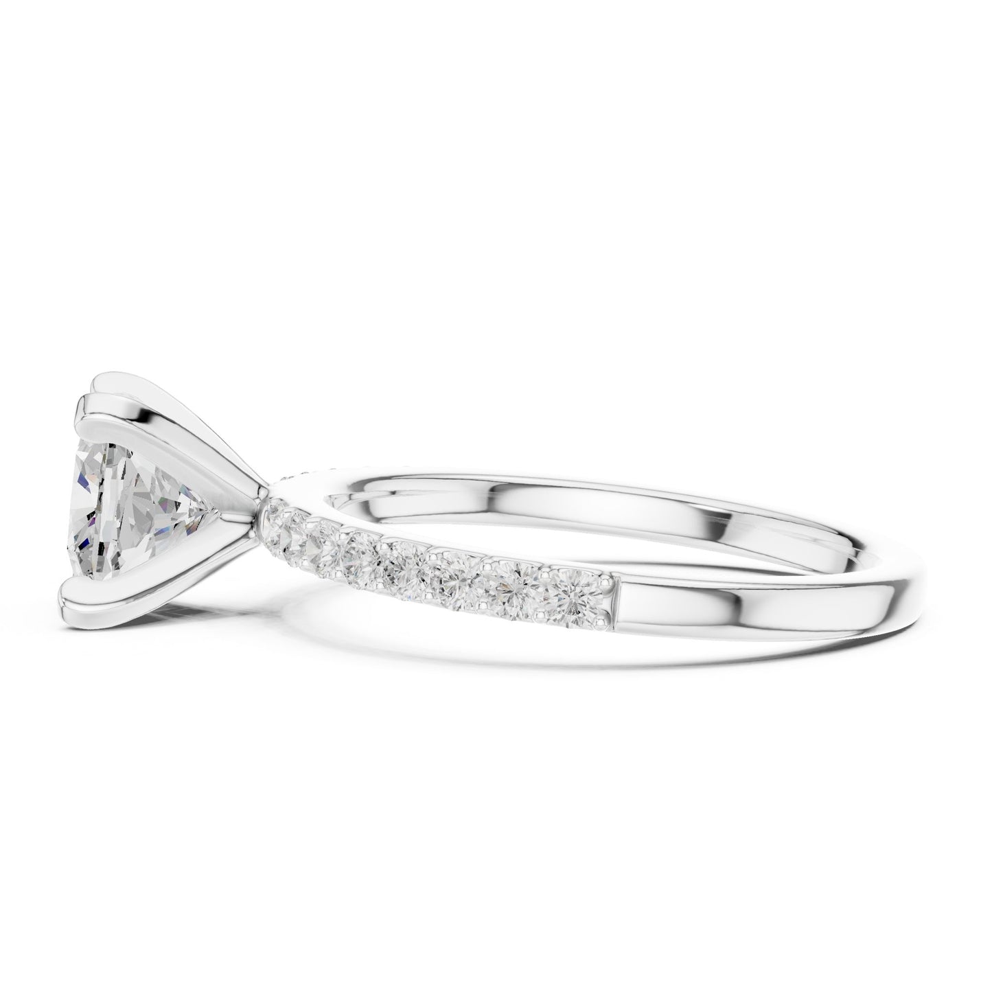 Cushion Lab Grown Diamond Pave Engagement Ring