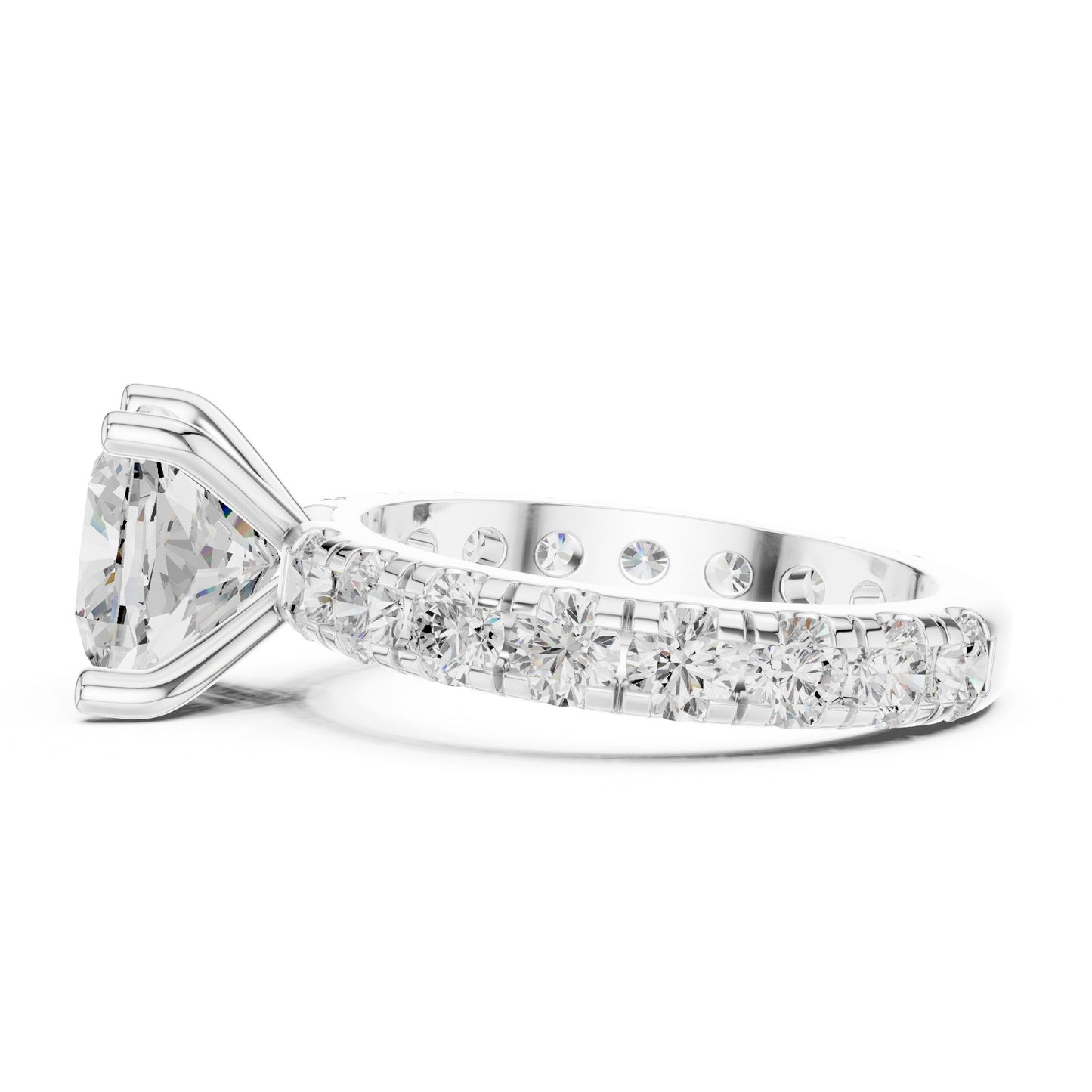Cushion Lab Grown Diamond Pave Engagement Ring