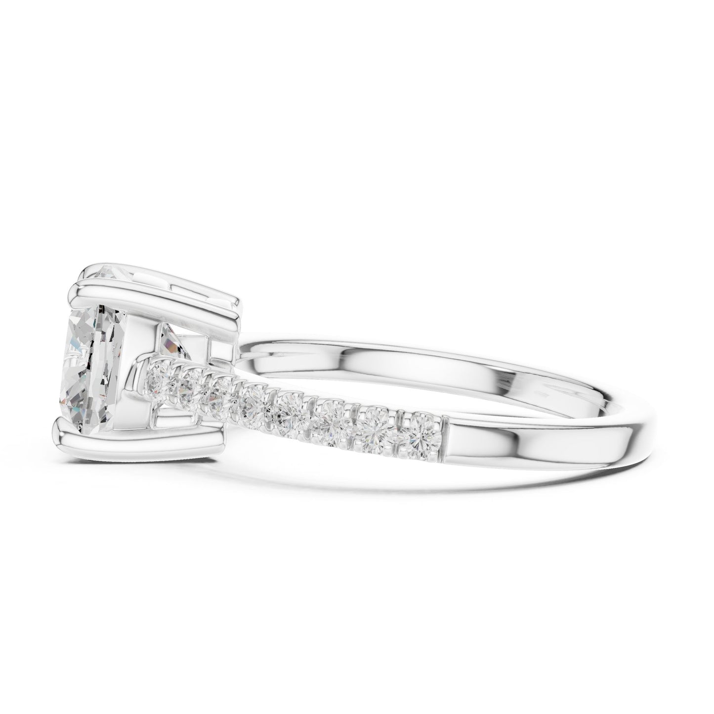 Cushion Lab Grown Diamond Pave Engagement Ring