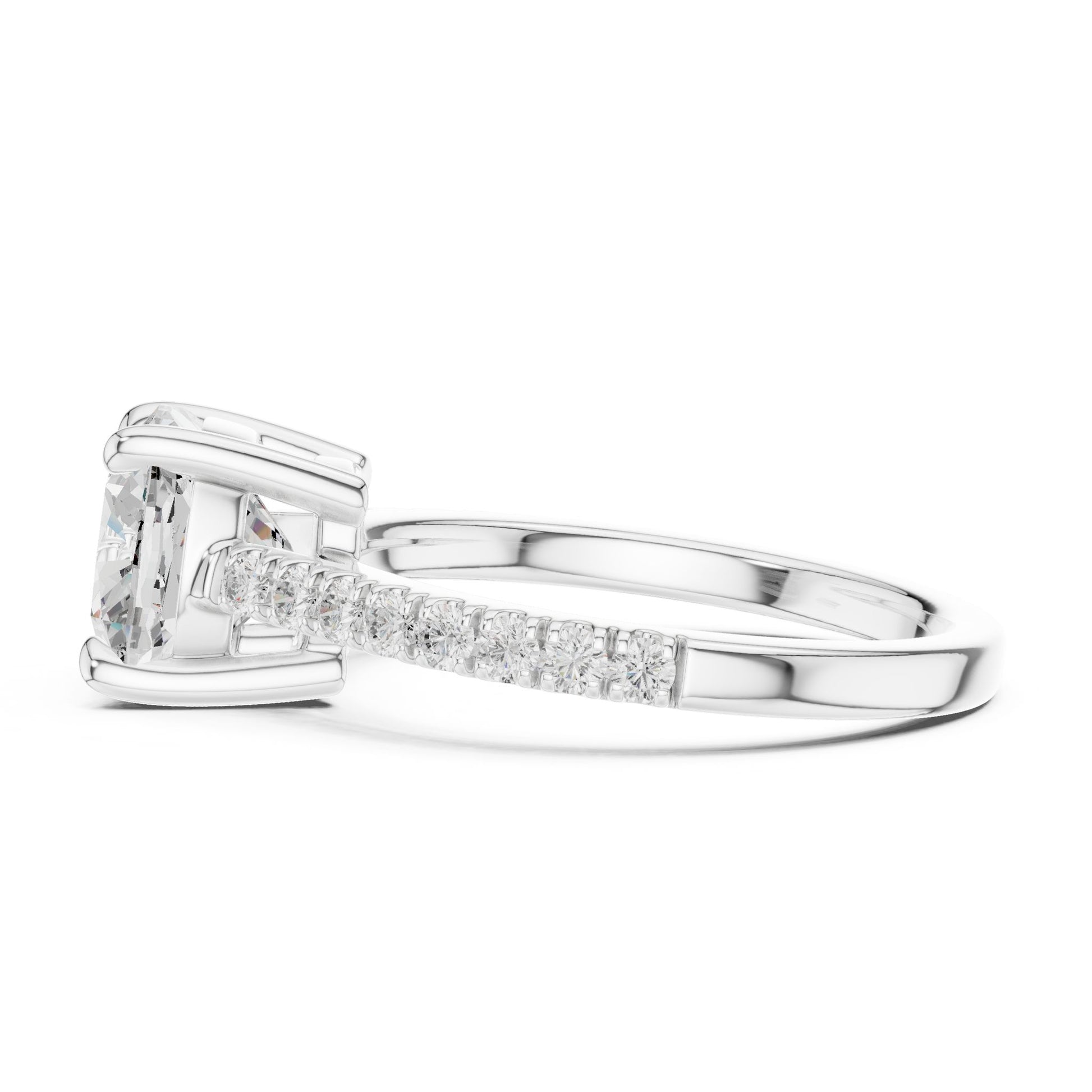 Cushion Lab Grown Diamond Pave Engagement Ring