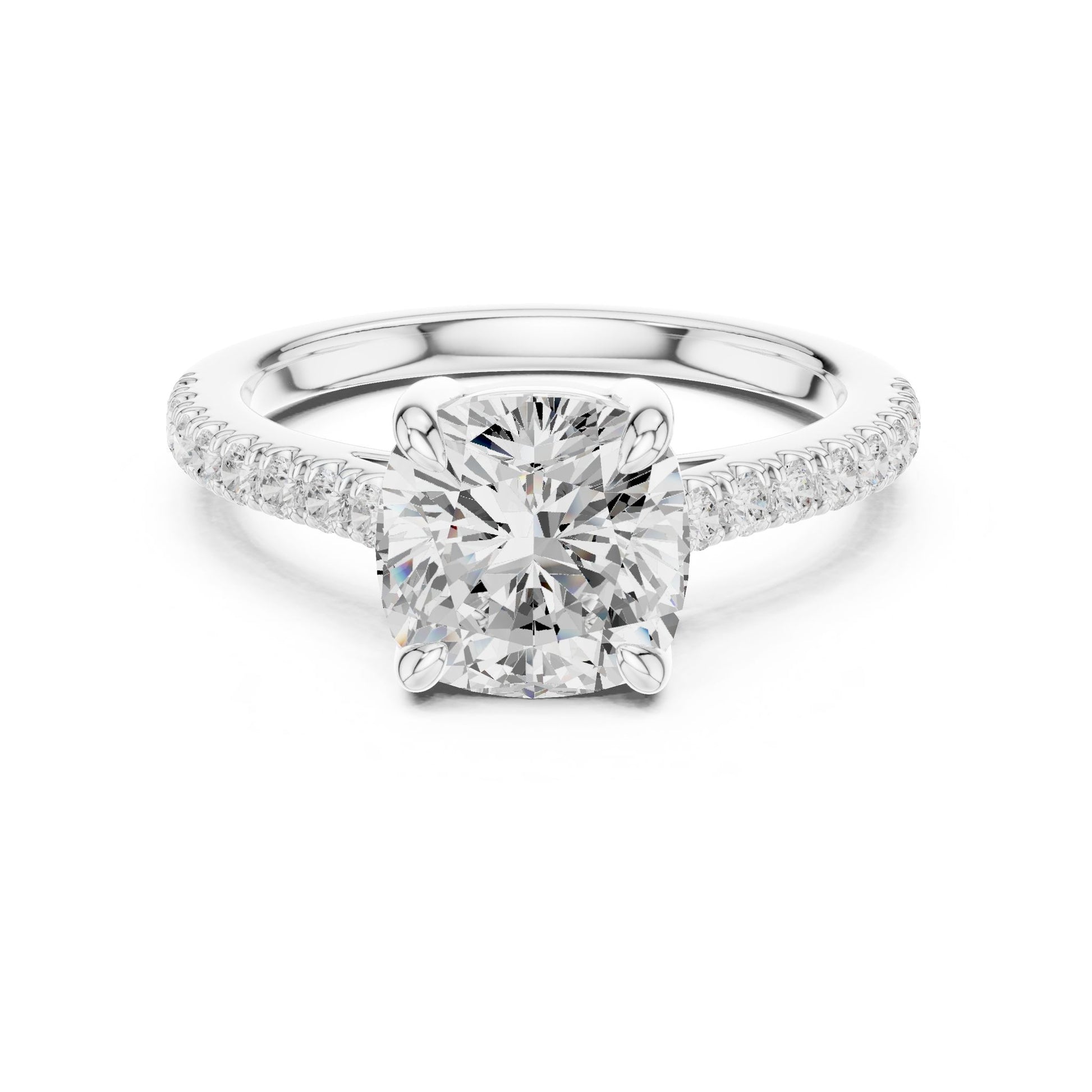 Cushion Lab Grown Diamond Pave Engagement Ring