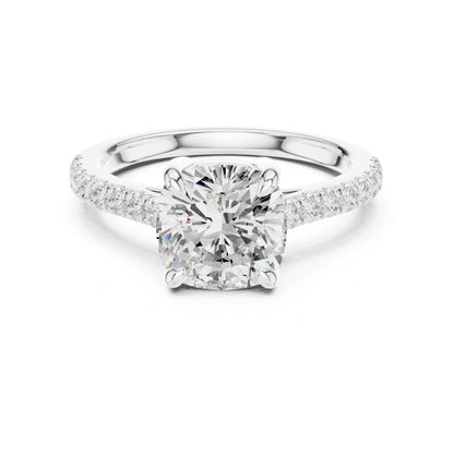 Cushion Lab Grown Diamond Pave Engagement Ring