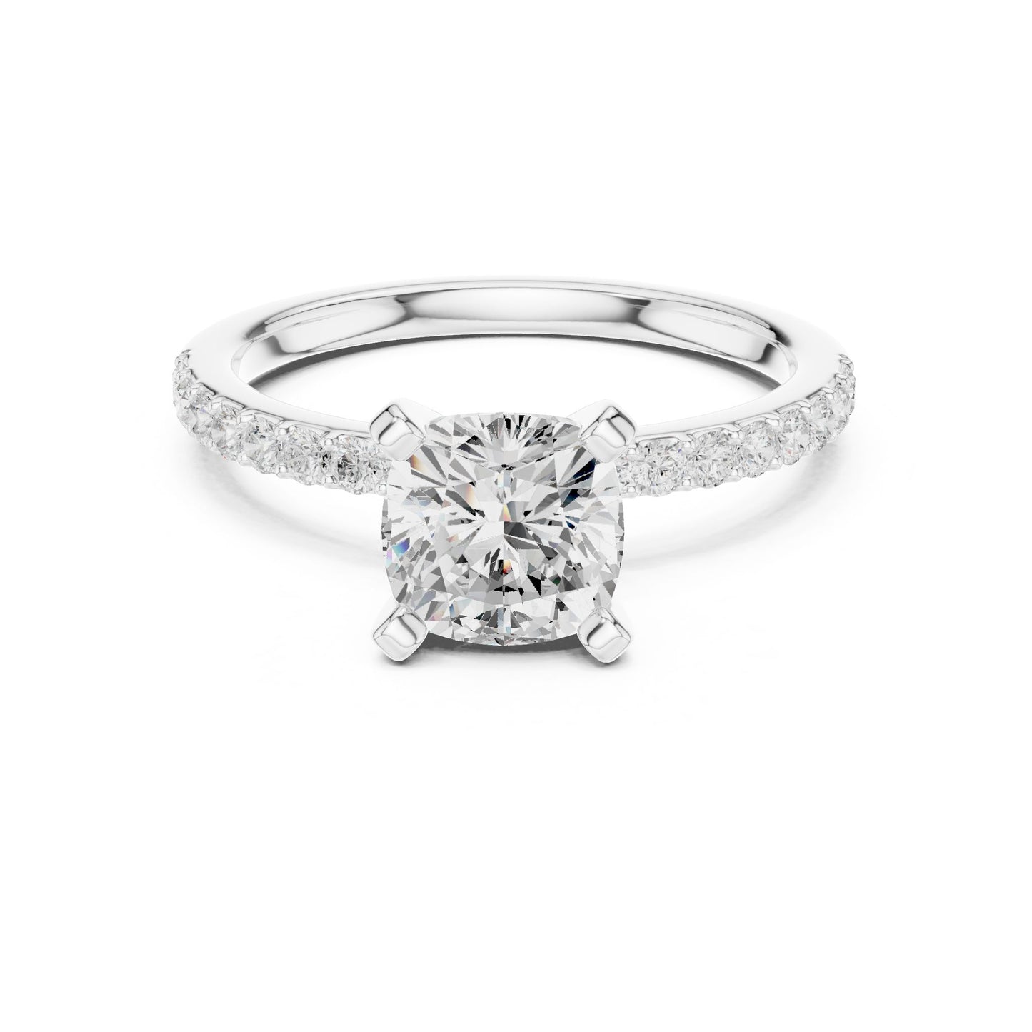 Cushion Lab Grown Diamond Pave Engagement Ring
