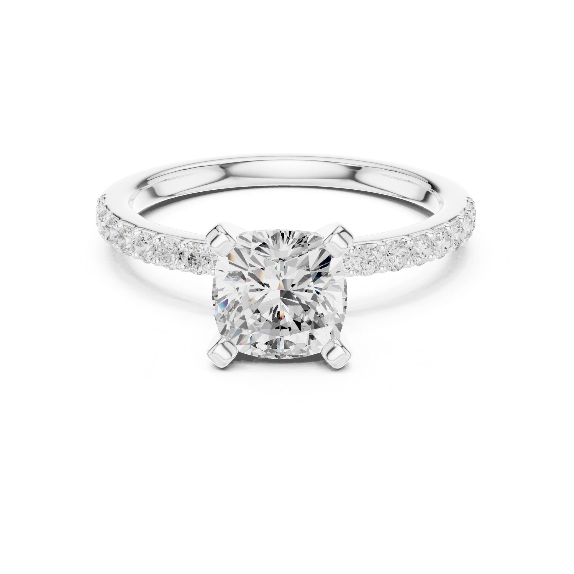 Cushion Lab Grown Diamond Pave Engagement Ring