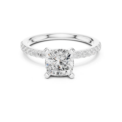 Cushion Lab Grown Diamond Pave Engagement Ring