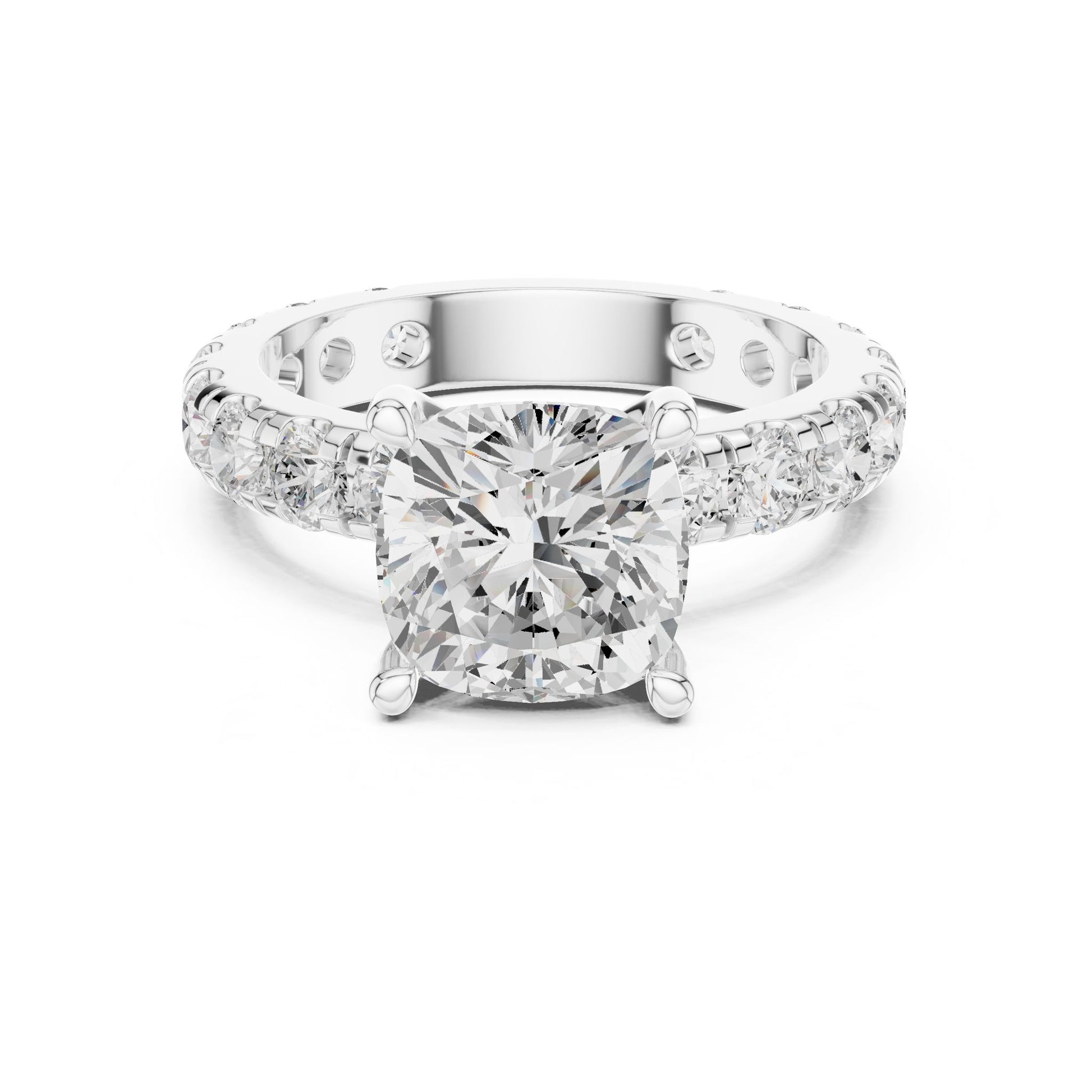 Cushion Lab Grown Diamond Pave Engagement Ring