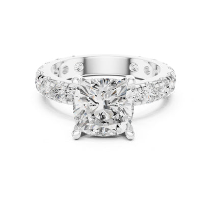 Cushion Lab Grown Diamond Pave Engagement Ring