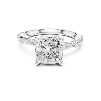 Cushion Lab Grown Diamond Pave Engagement Ring