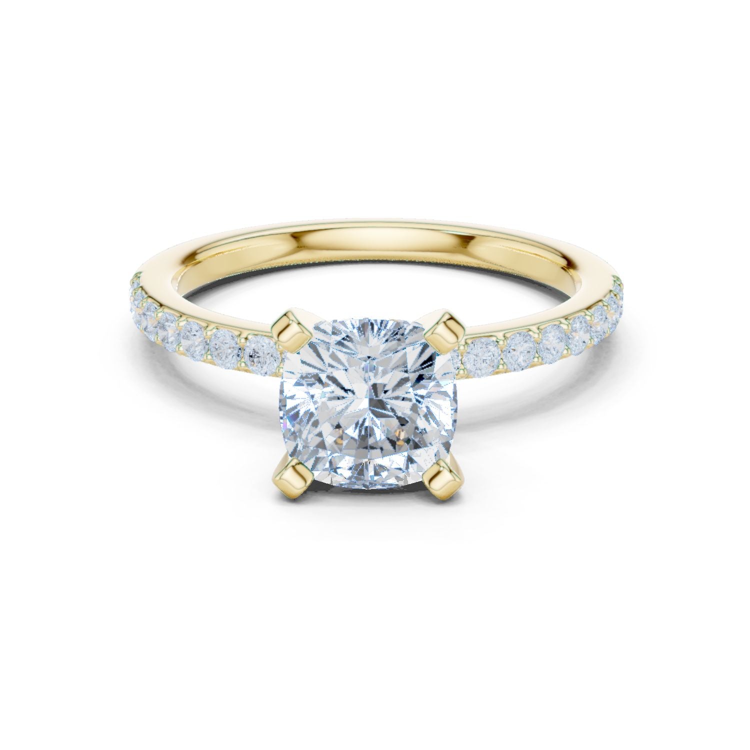 Cushion Lab Grown Diamond Pave Engagement Ring