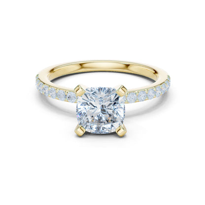 Cushion Lab Grown Diamond Pave Engagement Ring
