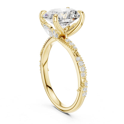 Cushion Lab Grown Diamond Pave Engagement Ring