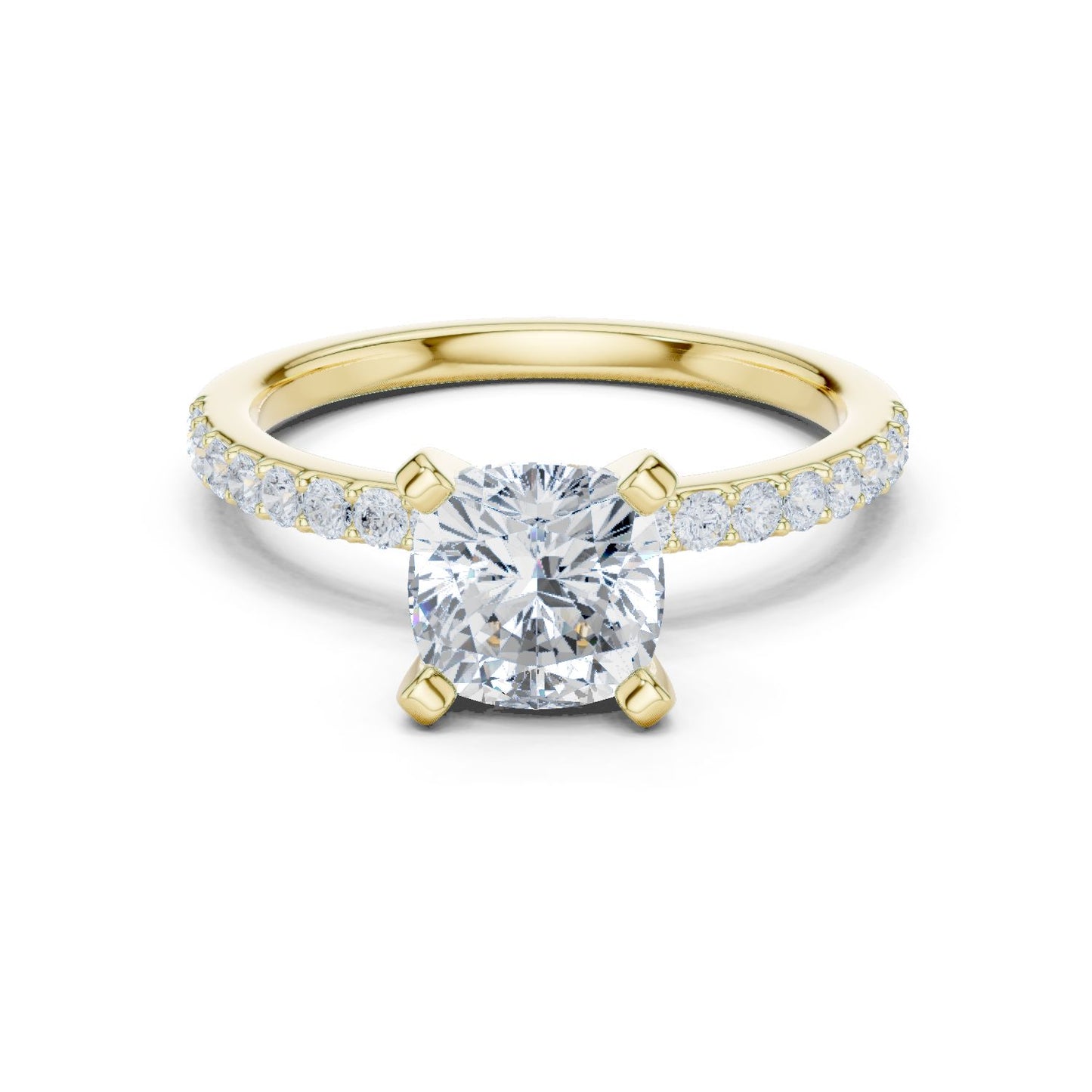 Cushion Lab Grown Diamond Pave Engagement Ring