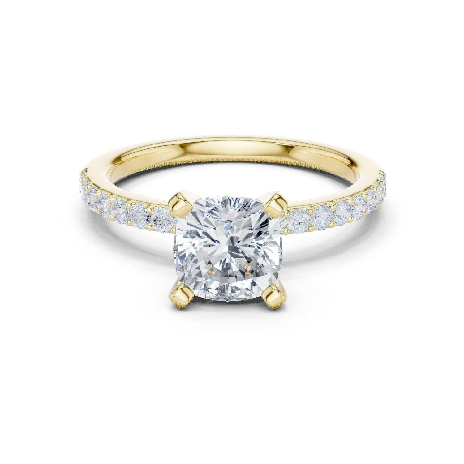 Cushion Lab Grown Diamond Pave Engagement Ring