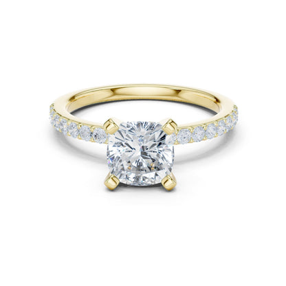 Cushion Lab Grown Diamond Pave Engagement Ring