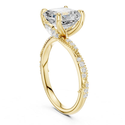 Cushion Lab Grown Diamond Pave Engagement Ring