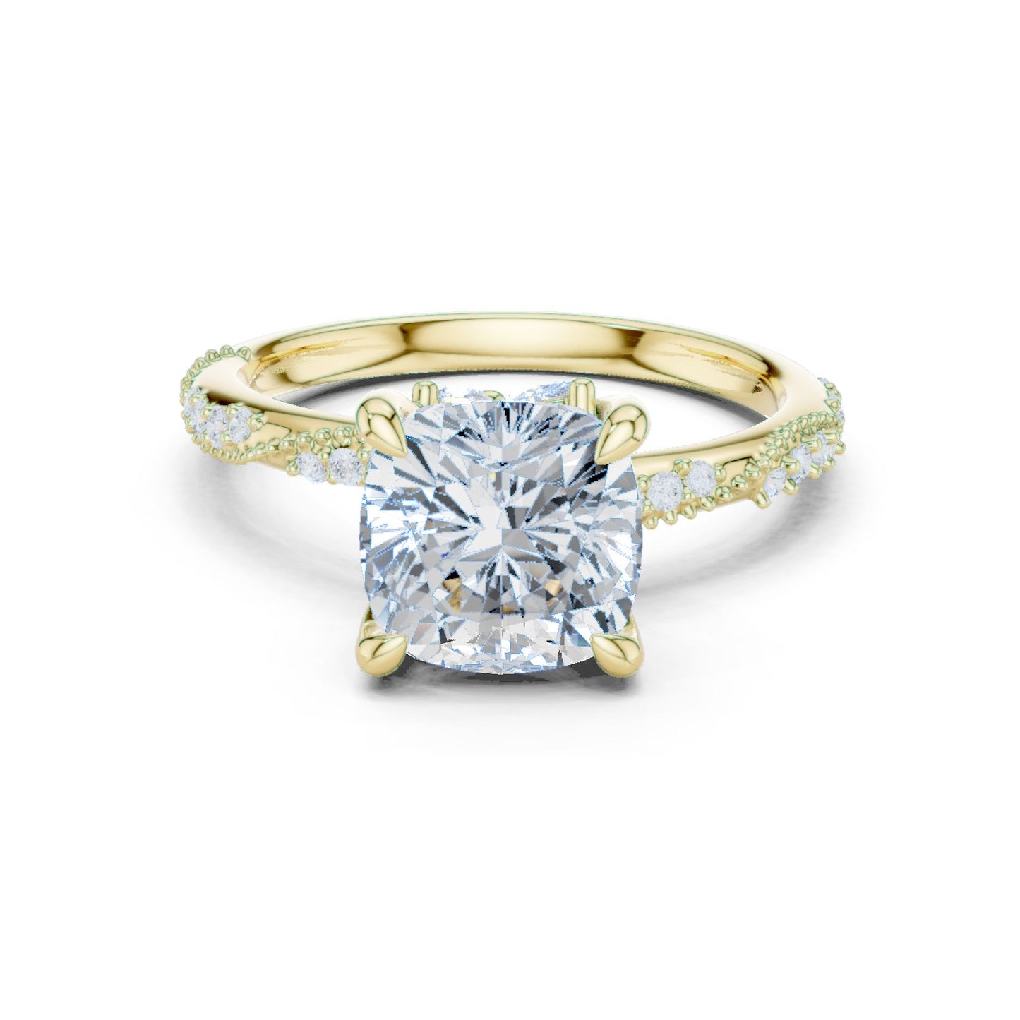 Cushion Lab Grown Diamond Pave Engagement Ring