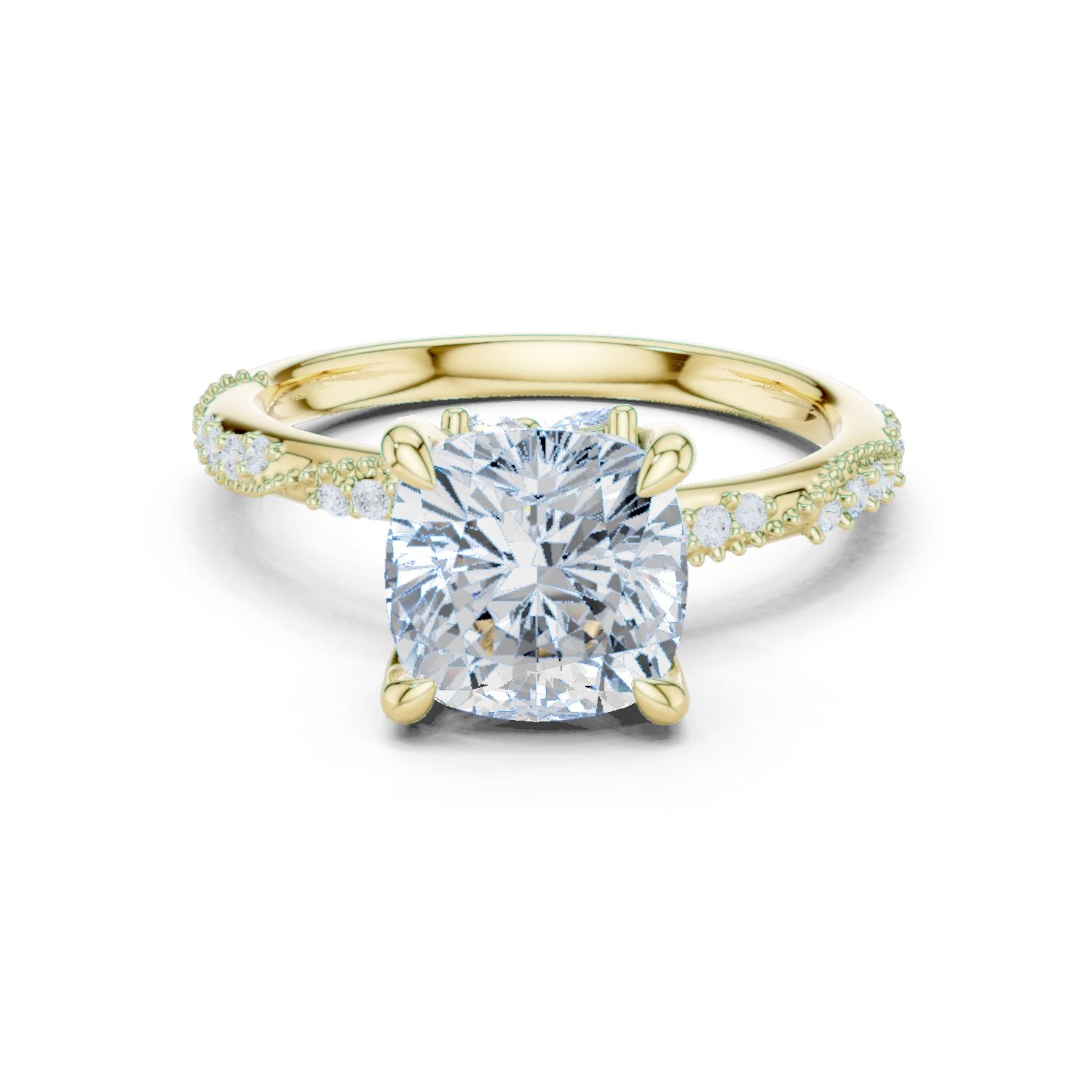Cushion Lab Grown Diamond Pave Engagement Ring