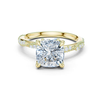 Cushion Lab Grown Diamond Pave Engagement Ring