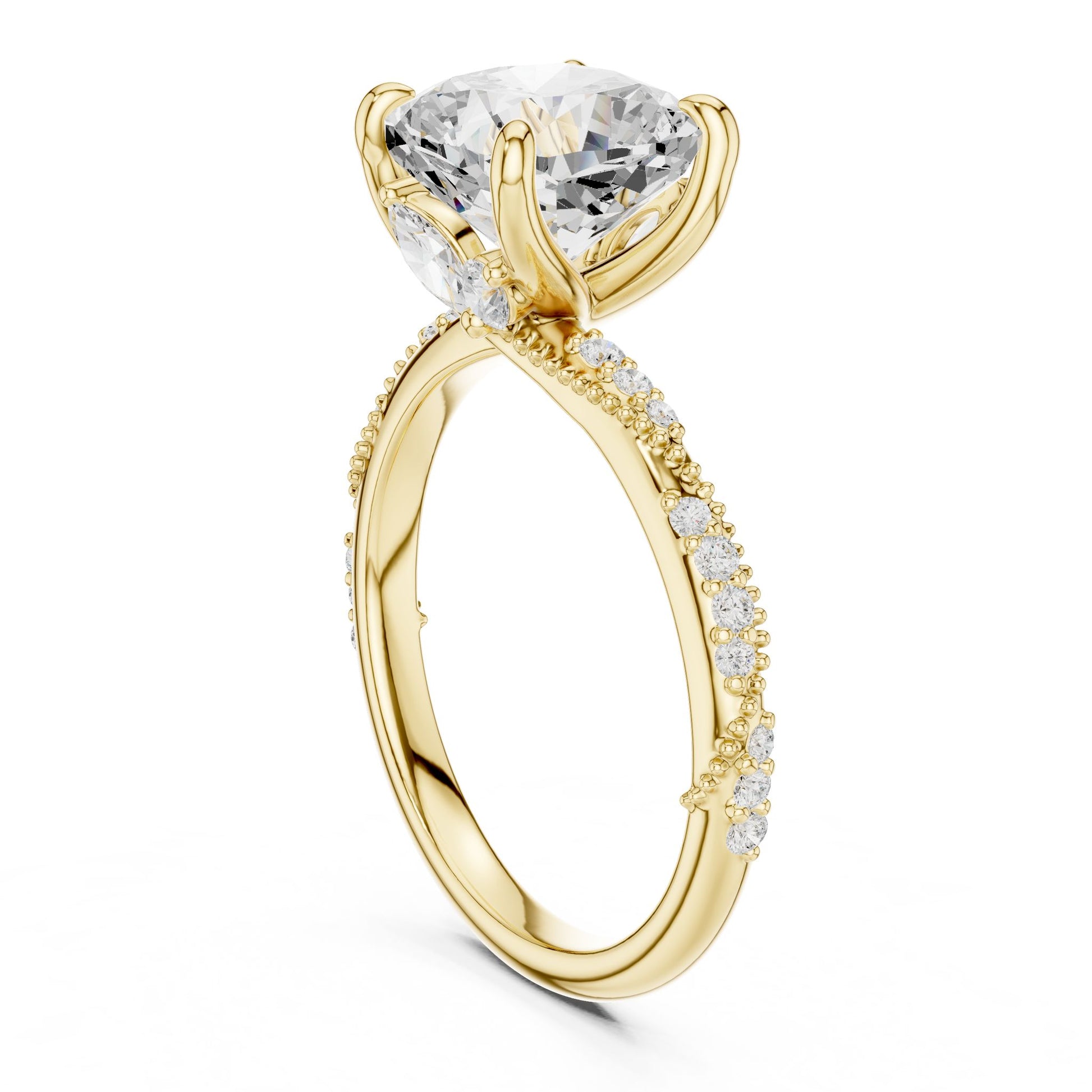 Cushion Lab Grown Diamond Pave Engagement Ring