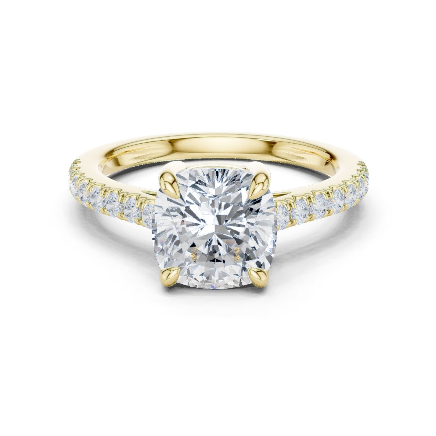 Cushion Lab Grown Diamond Pave Engagement Ring
