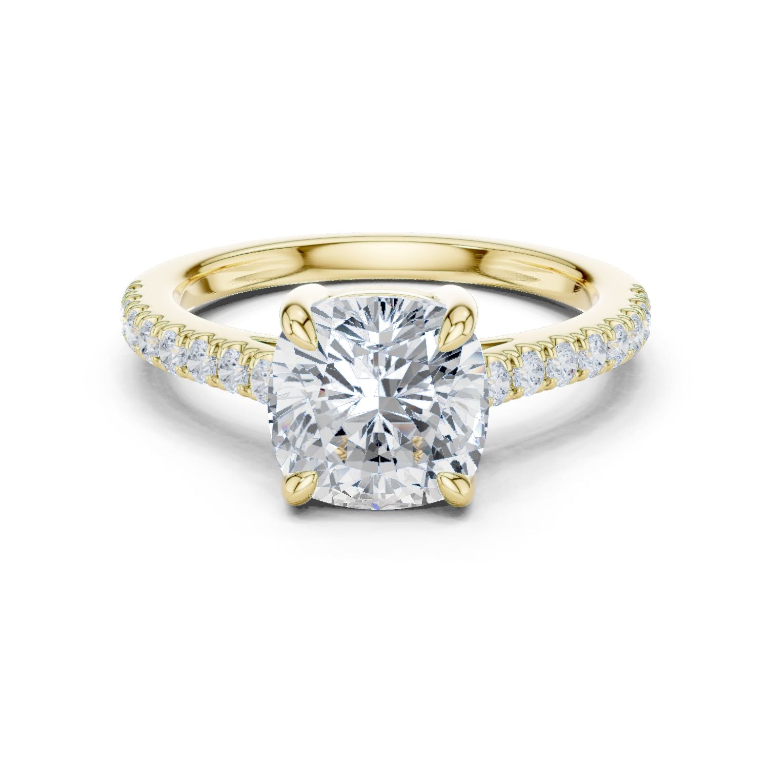 Cushion Lab Grown Diamond Pave Engagement Ring