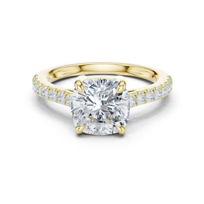 Cushion Lab Grown Diamond Pave Engagement Ring