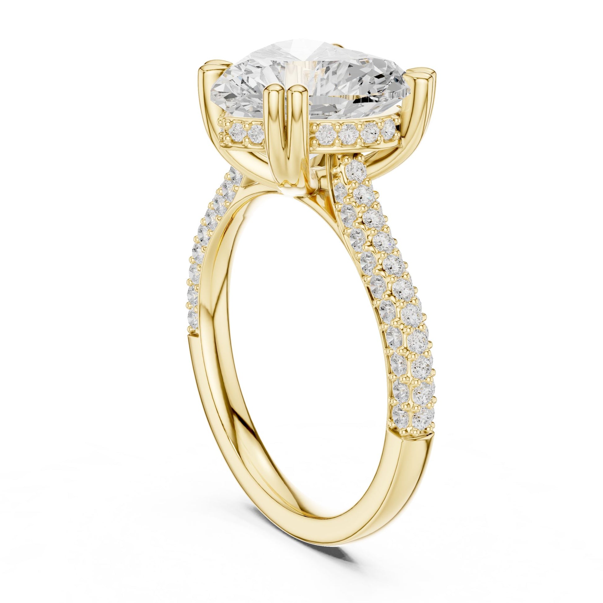 Cushion Lab Grown Diamond Pave Engagement Ring