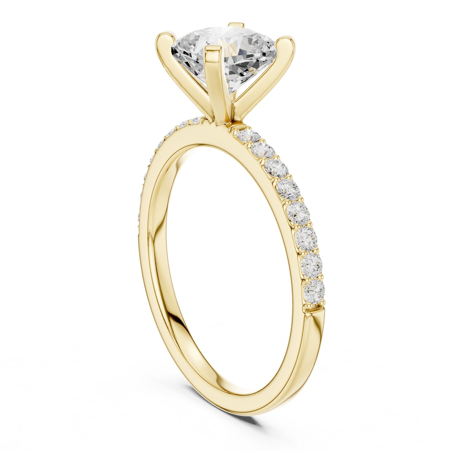 Cushion Lab Grown Diamond Pave Engagement Ring