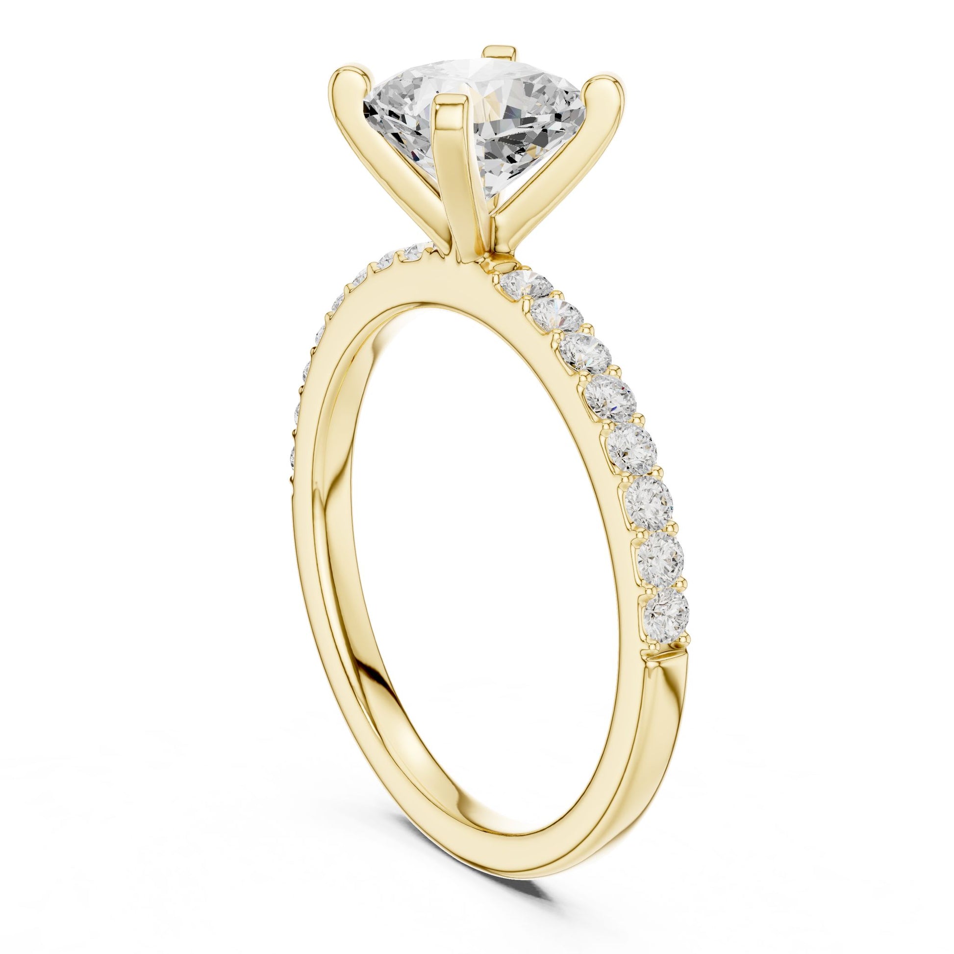 Cushion Lab Grown Diamond Pave Engagement Ring