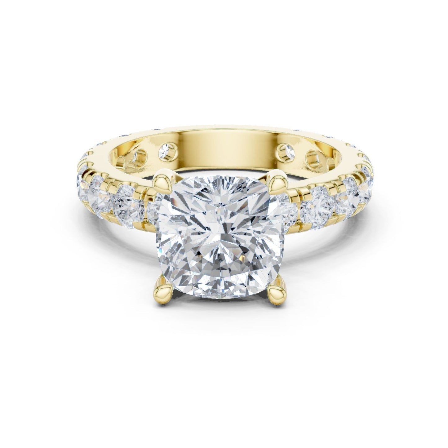 Cushion Lab Grown Diamond Pave Engagement Ring