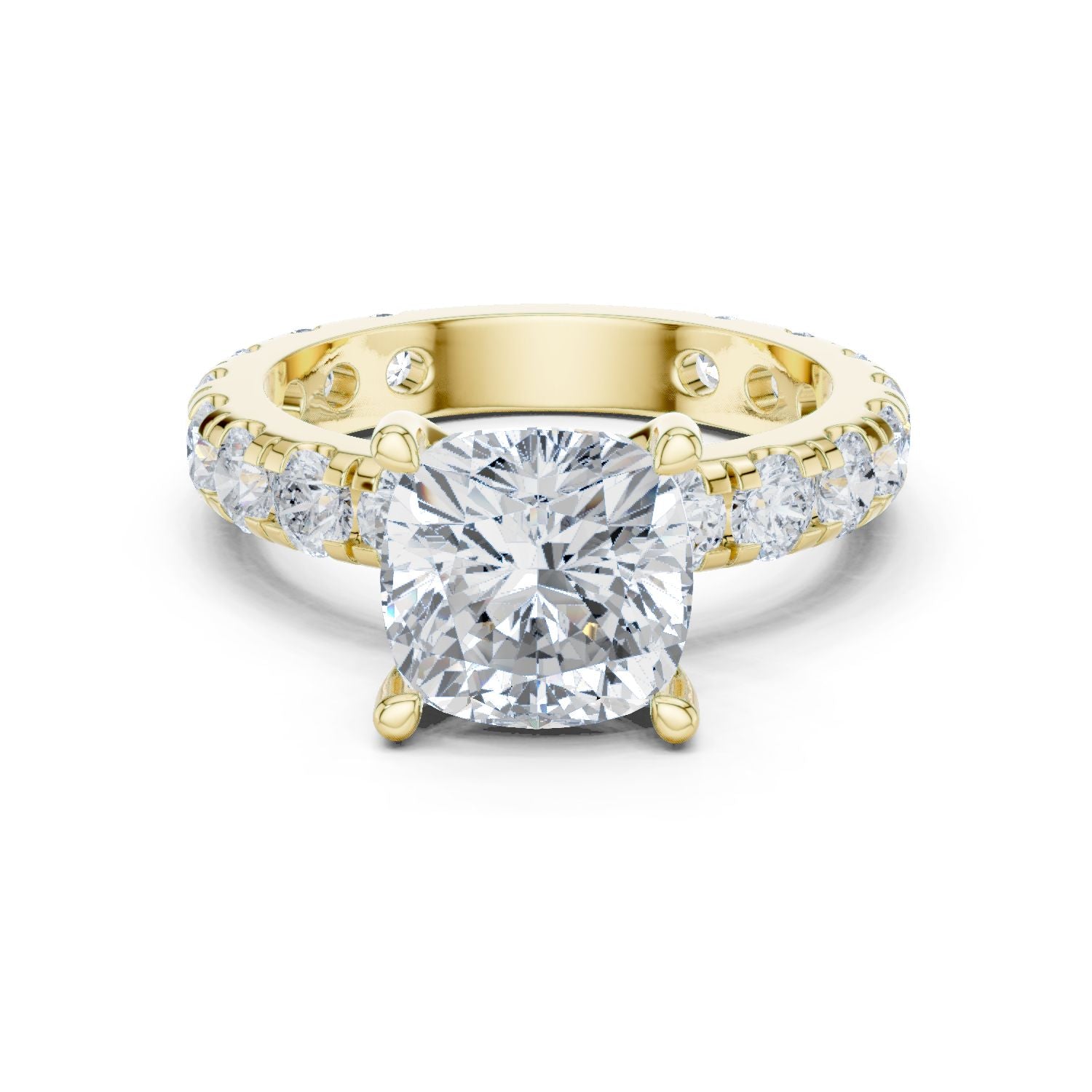 Cushion Lab Grown Diamond Pave Engagement Ring