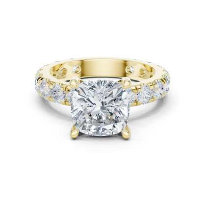 Cushion Lab Grown Diamond Pave Engagement Ring