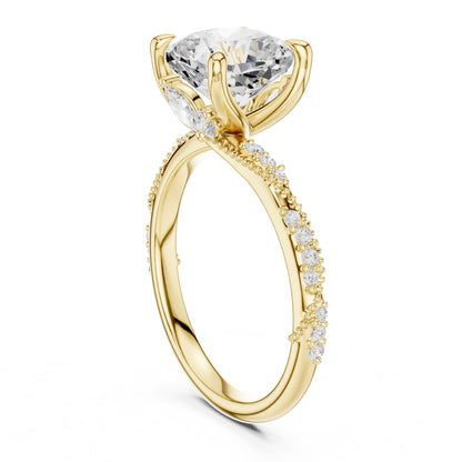 Cushion Lab Grown Diamond Pave Engagement Ring