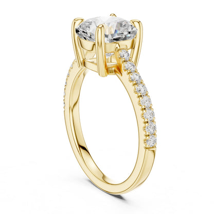 Cushion Lab Grown Diamond Pave Engagement Ring