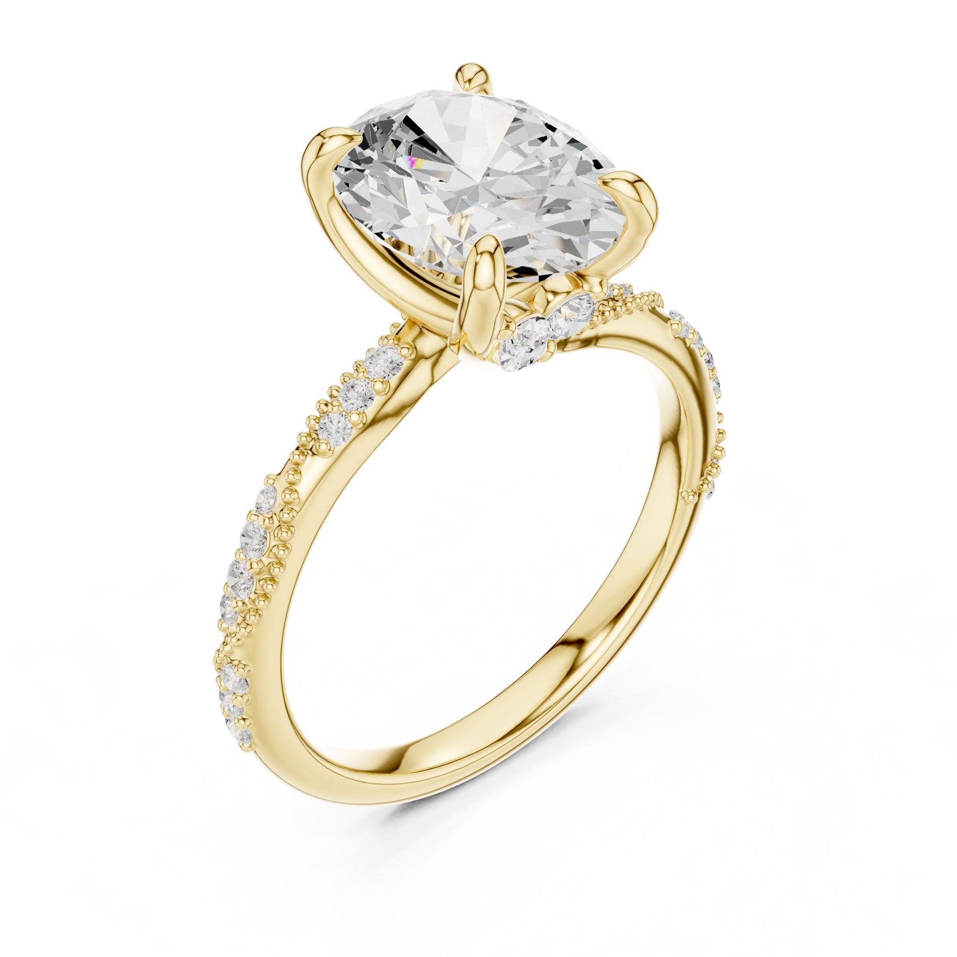 Cushion Lab Grown Diamond Pave Engagement Ring