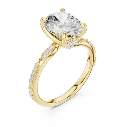 Cushion Lab Grown Diamond Pave Engagement Ring