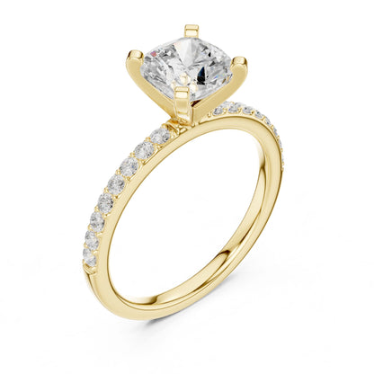 Cushion Lab Grown Diamond Pave Engagement Ring