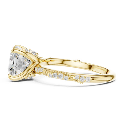 Cushion Lab Grown Diamond Pave Engagement Ring