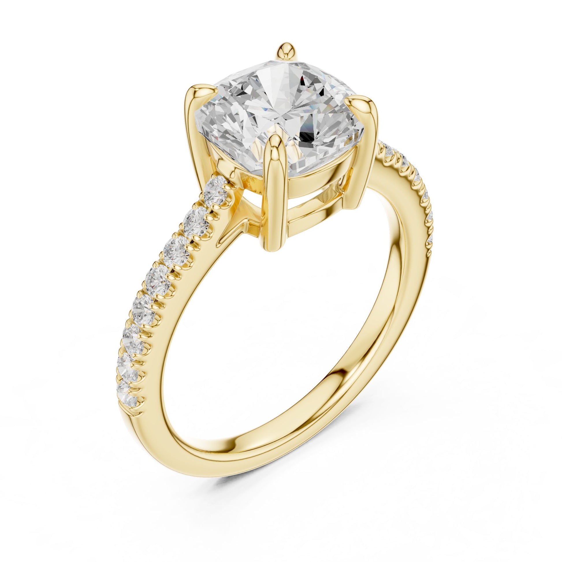 Cushion Lab Grown Diamond Pave Engagement Ring