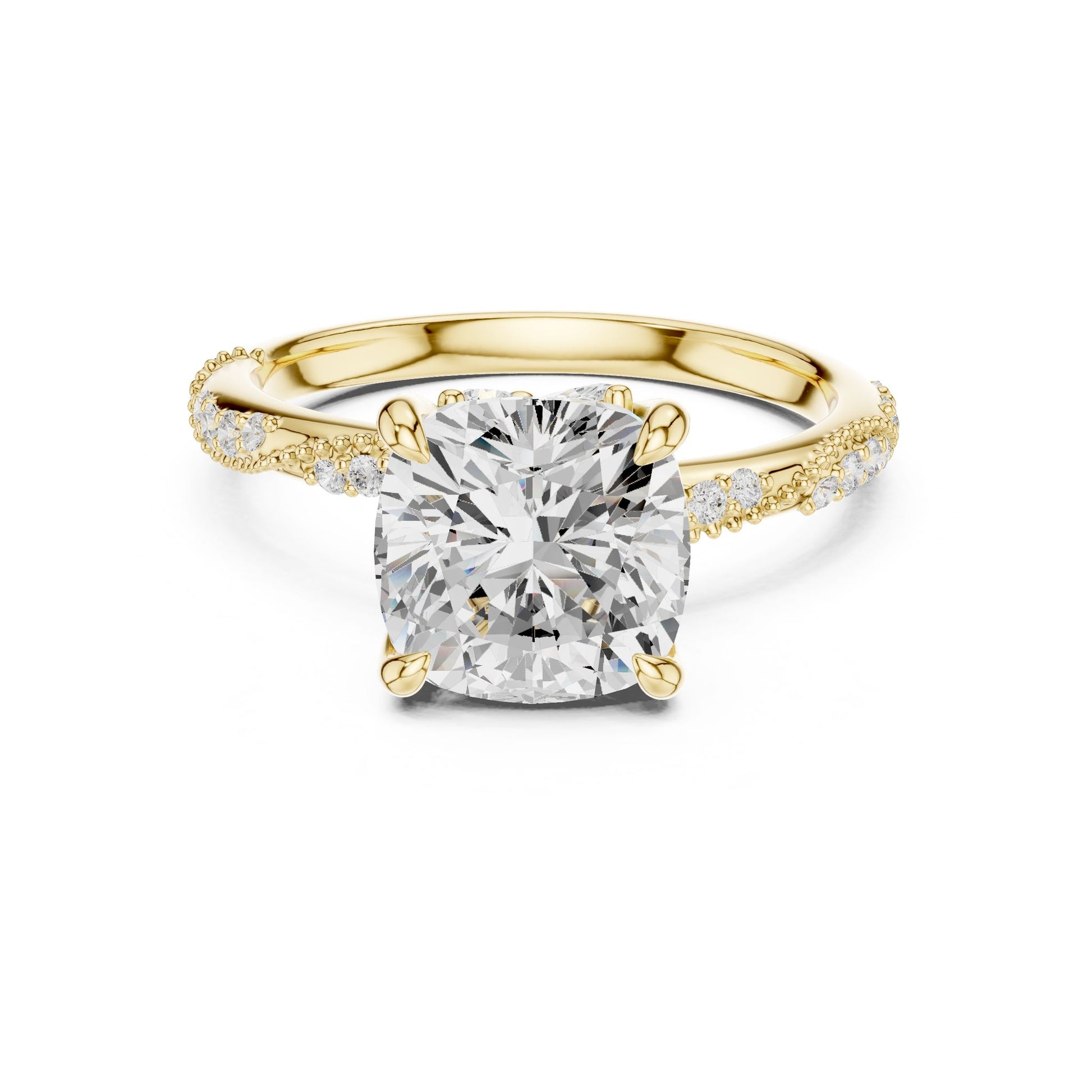 Cushion Lab Grown Diamond Pave Engagement Ring