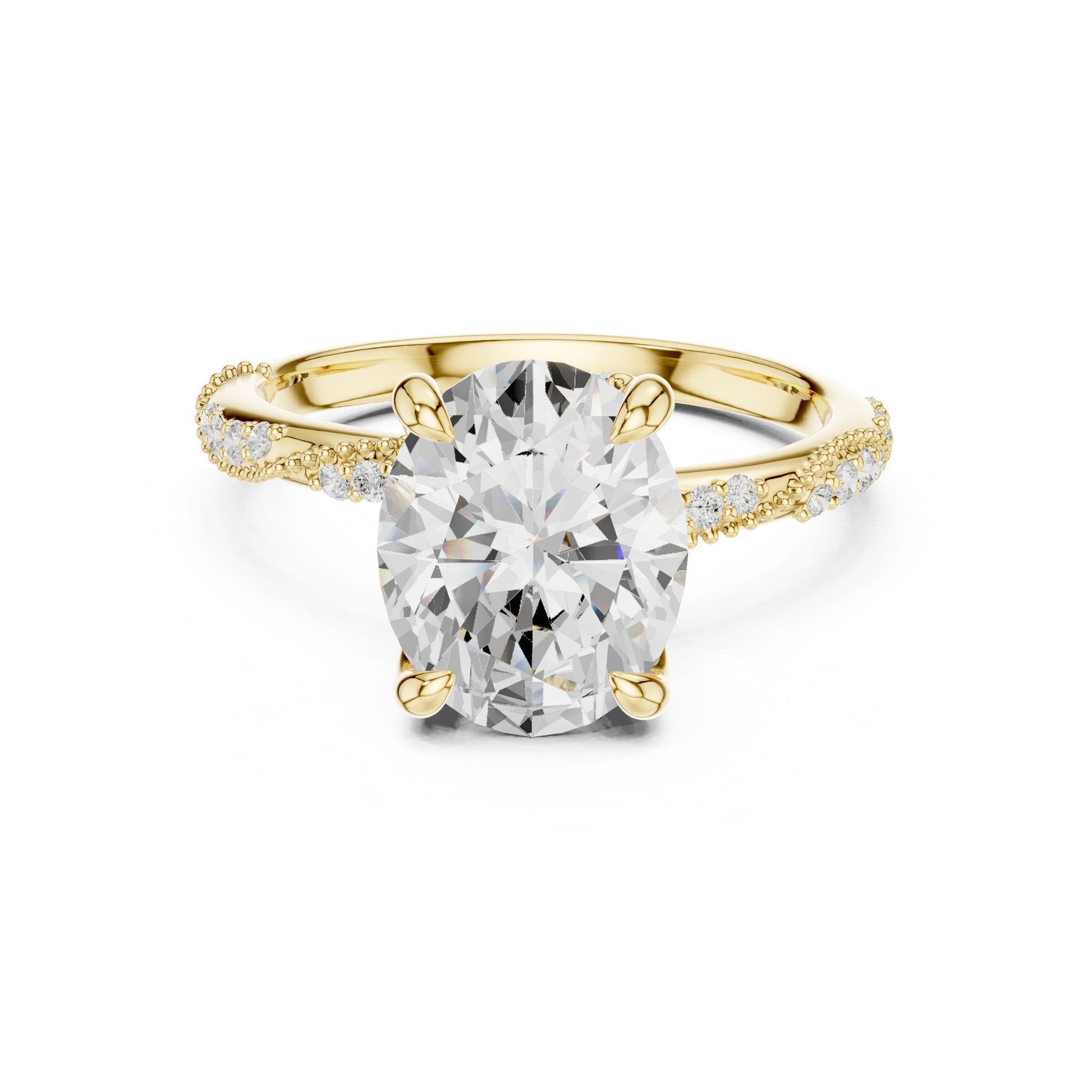 Cushion Lab Grown Diamond Pave Engagement Ring