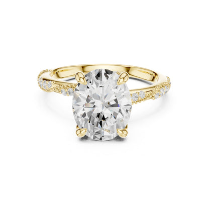 Cushion Lab Grown Diamond Pave Engagement Ring