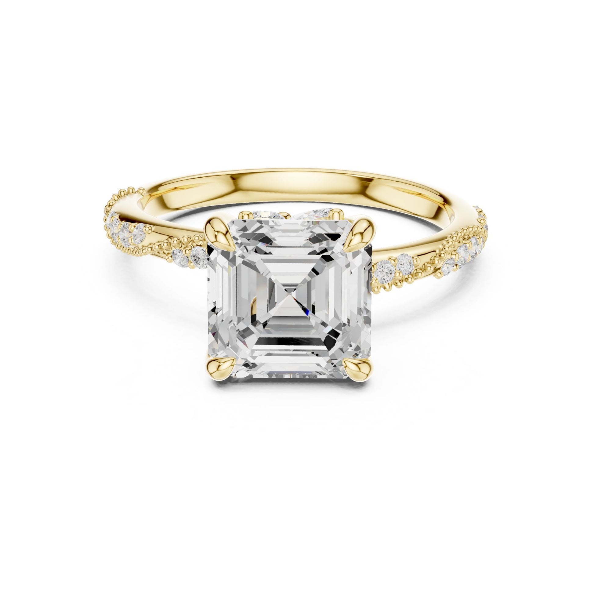Cushion Lab Grown Diamond Pave Engagement Ring