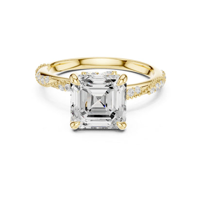 Cushion Lab Grown Diamond Pave Engagement Ring