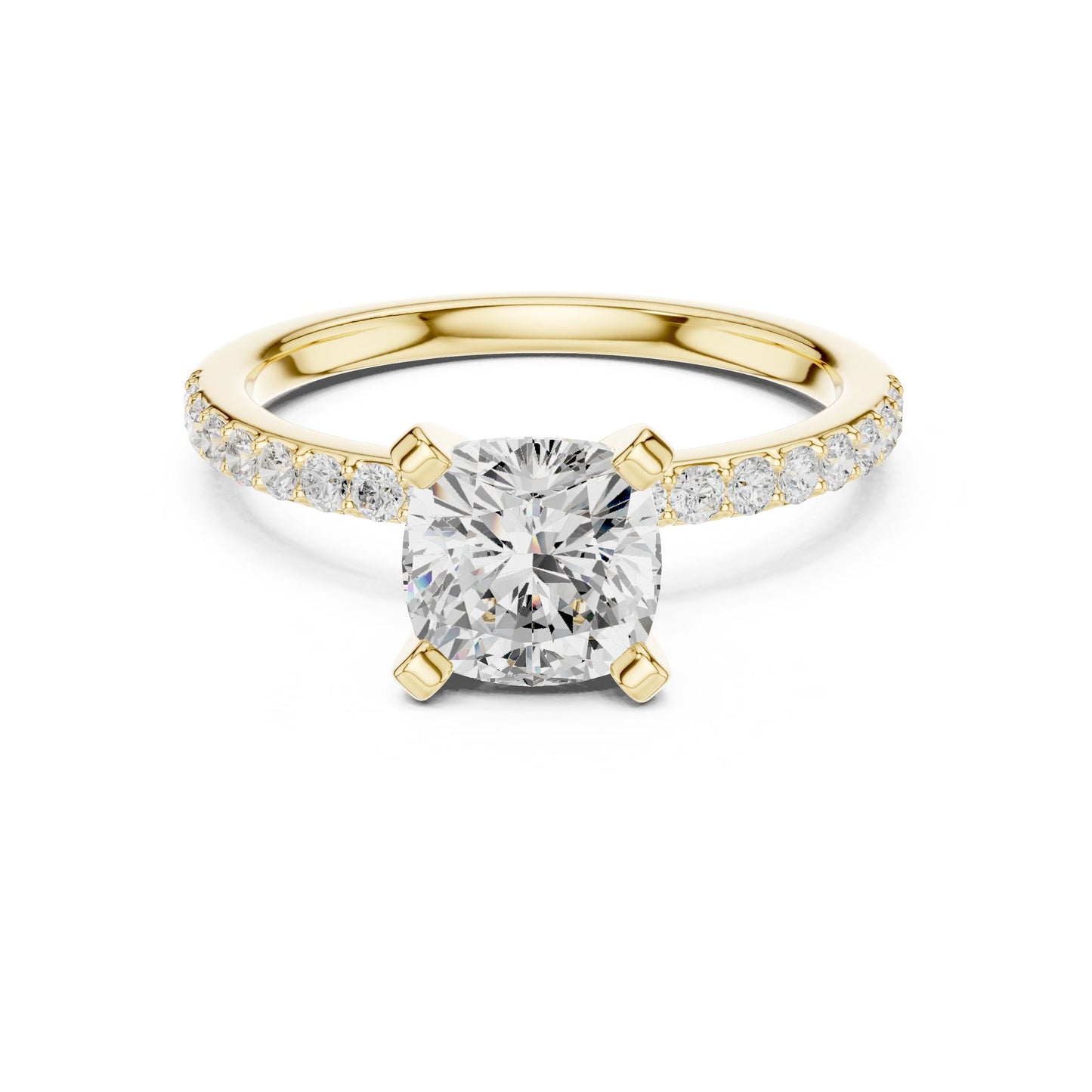 Cushion Lab Grown Diamond Pave Engagement Ring